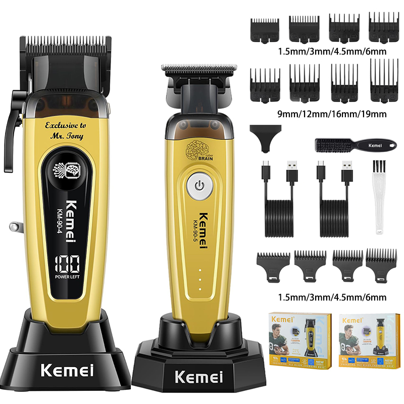 Cordless Hair Clippers Professional Barber - Máquina de Cortar Cabelo KEMEI para