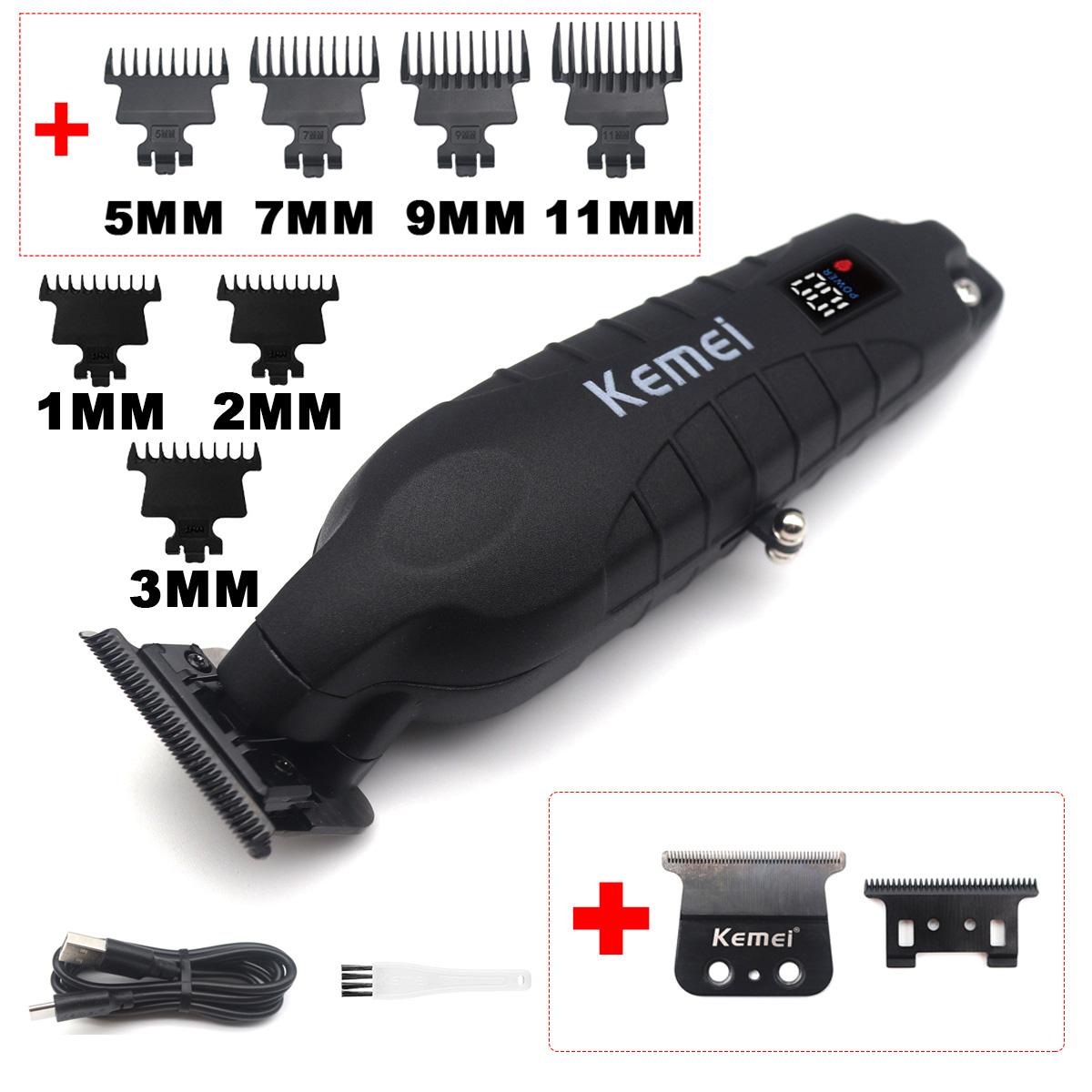Zero Gapped T Blade Hair Trimmer - Kemei-DLC T-Blade Acabamento Profissional Máquina, Zero
