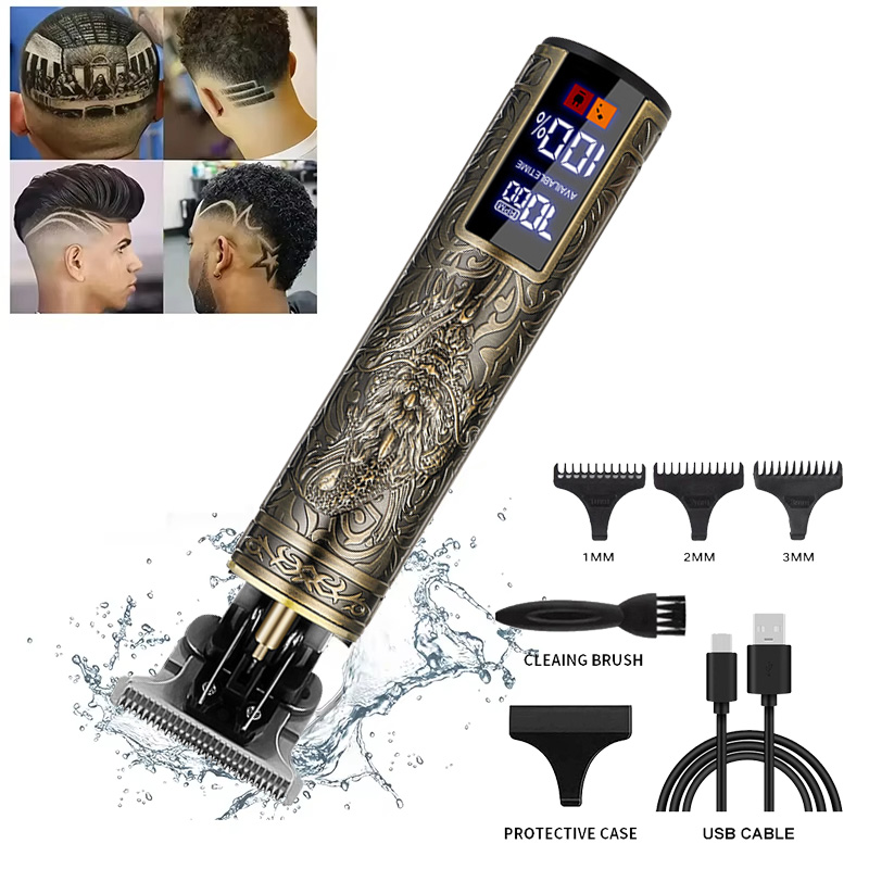 Cordless Hair Clippers Professional Barber - Máquina de cortar cabelo vintage sem