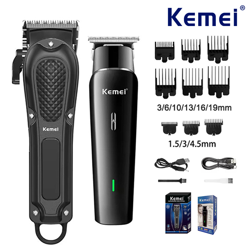 Cordless Hair Clippers Professional Barber - Kemei conjunto de máquina de cortar