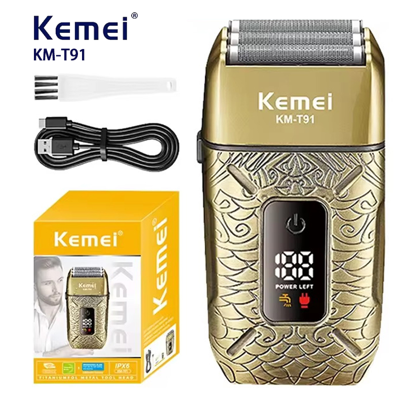 Foil Shaver Cordless Electric Bald Head - Máquina de Barba Elétrica Kemei com
