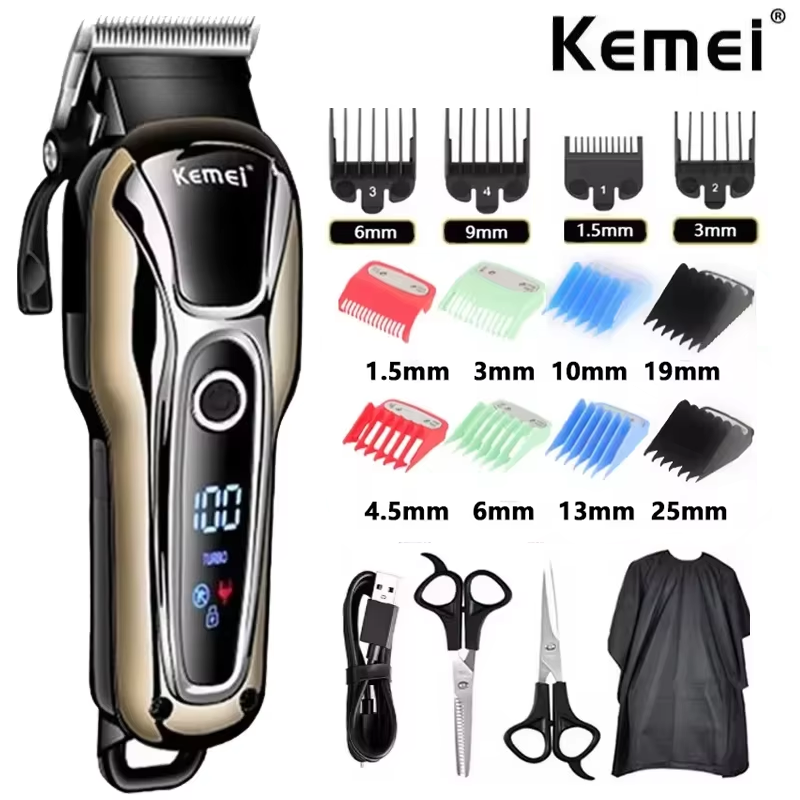 Cordless Hair Clippers Professional Barber - Kemei 1990 Nova Máquina de Cortar