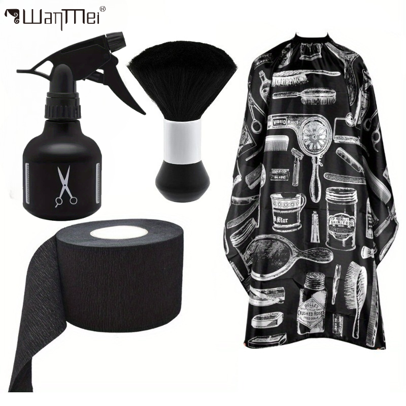 Neck Duster Brush Barber Salon - Conjunto de capa de barbeiro profissional,