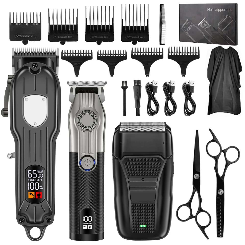 Cordless Hair Clippers Professional Barber - Conjunto profissional de cortador de cabelo
