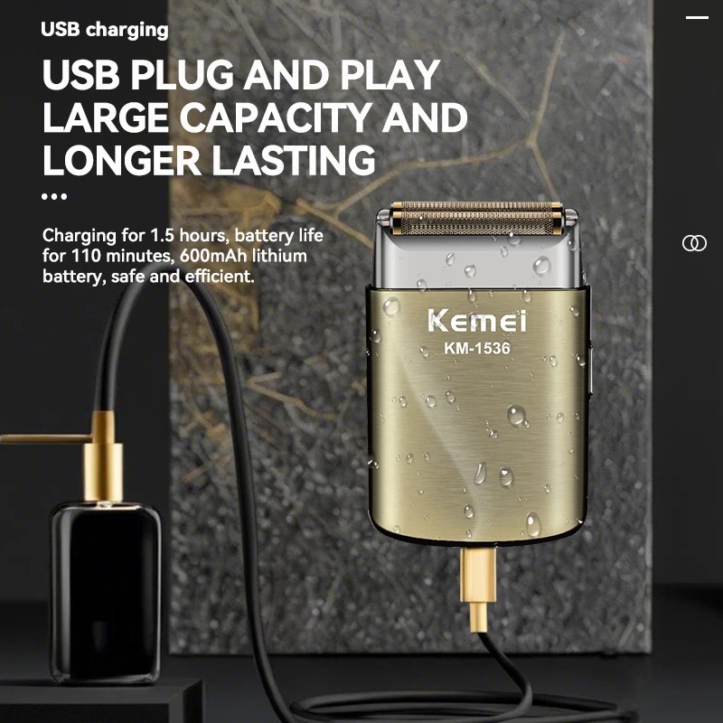 Kemei-Barbeador profissional p - Foil Shaver Cordless Electric Bald Head avaliação e preço