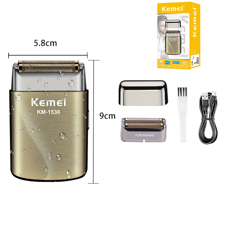 Kemei-Barbeador profissional p - Foil Shaver Cordless Electric Bald Head avaliação e preço