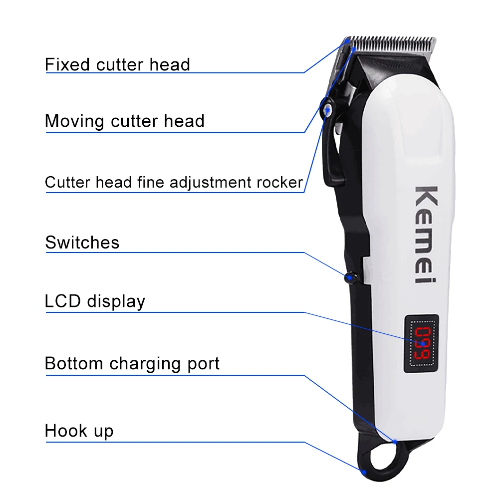 Kemei máquina de corte de cabe - Cordless Hair Clippers Professional Barber avaliação e preço