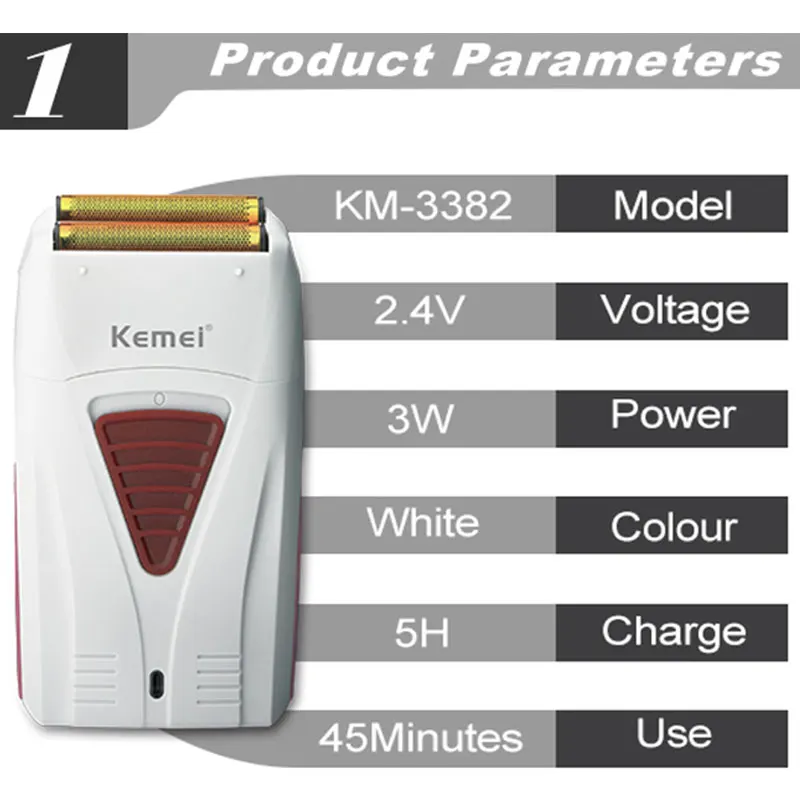 Kemei-Barbeador elétrico recar - Foil Shaver Cordless Electric Bald Head avaliação e preço