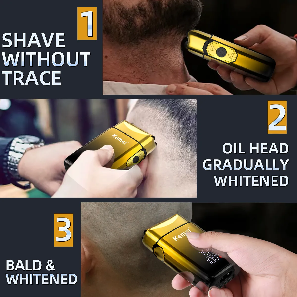 Kemei-Barbeadores Elétricos de - Foil Shaver Cordless Electric Bald Head avaliação e preço