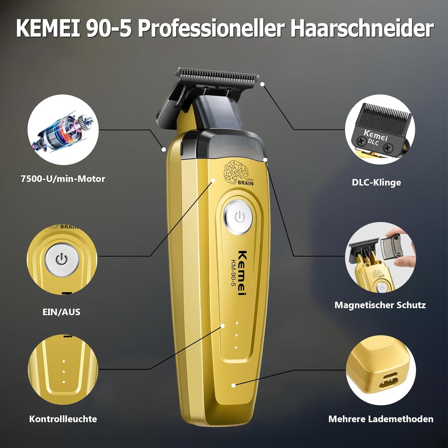 Máquina de Cortar Cabelo KEMEI - Cordless Hair Clippers Professional Barber avaliação e preço