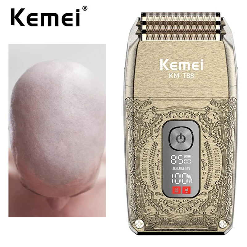 Kemei-Electric Triple Blades R - Foil Shaver Cordless Electric Bald Head avaliação e preço