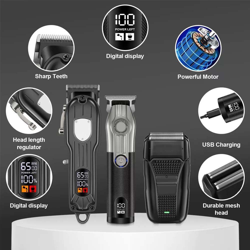 Conjunto profissional de corta - Cordless Hair Clippers Professional Barber avaliação e preço