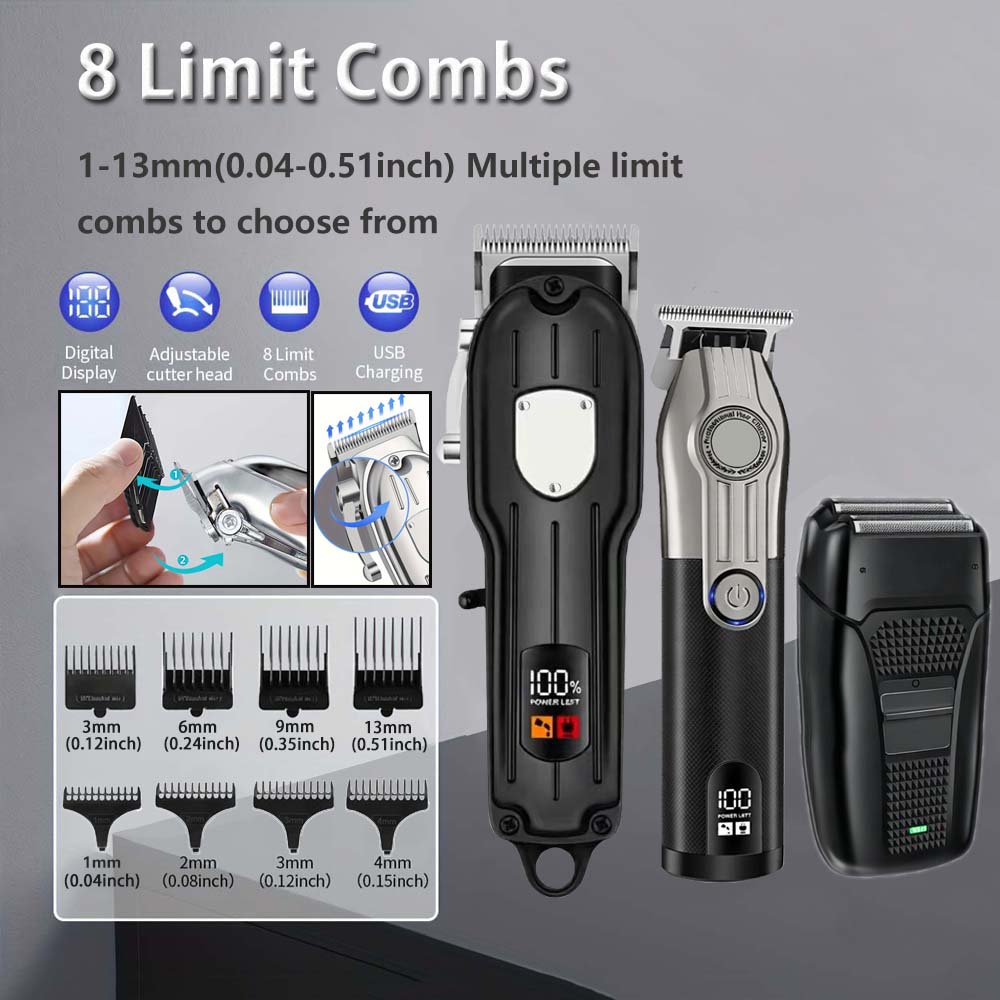 Conjunto profissional de corta - Cordless Hair Clippers Professional Barber avaliação e preço